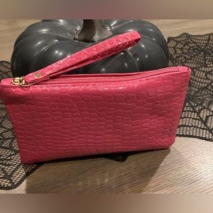 Faux Patent Leather Mini Coin Purse Wristlet Pink